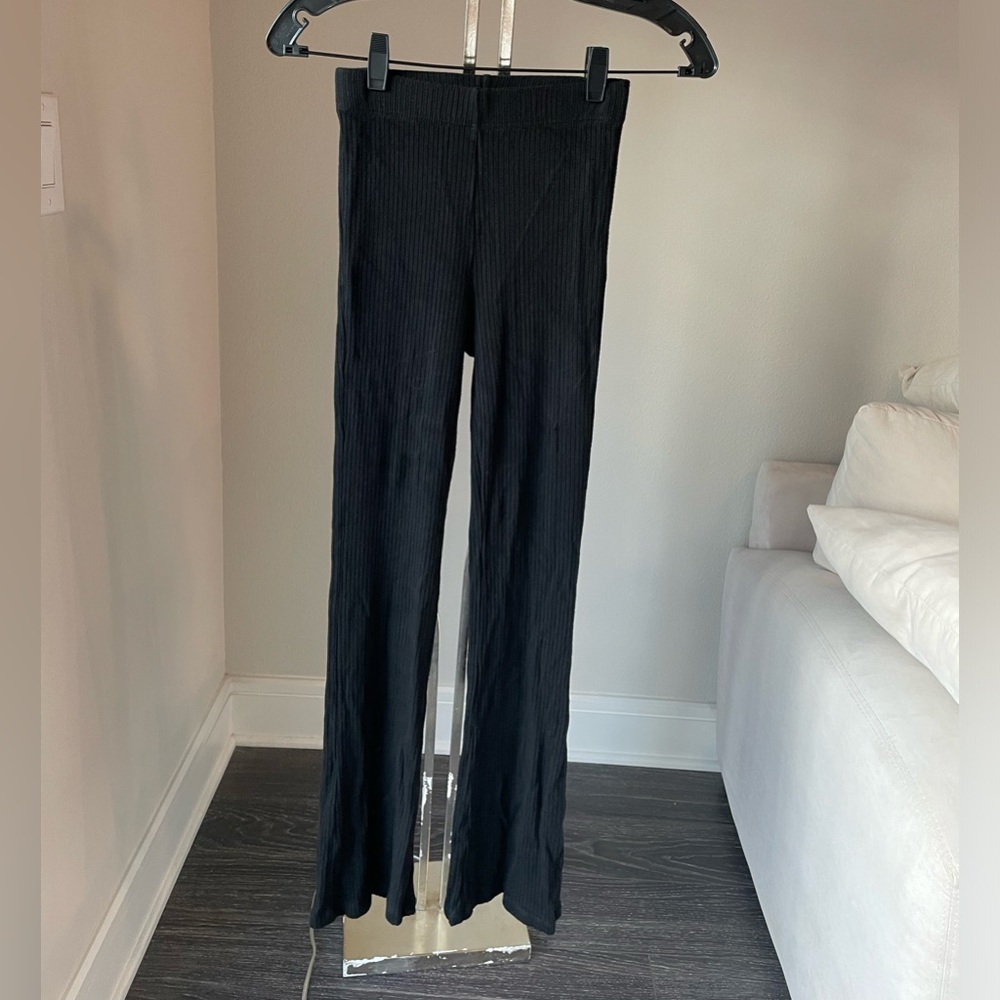 LNA Laurel Black Ribbed Flare Pants, size XS - Picture 3 of 6